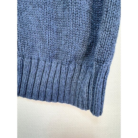 Chaps Mens Pullover Sweater Button Collar & Suede Elbow Patches XXL Blue - Picture 13 of 13